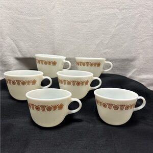 Pyrex Butterfly Gold 6-pc cups